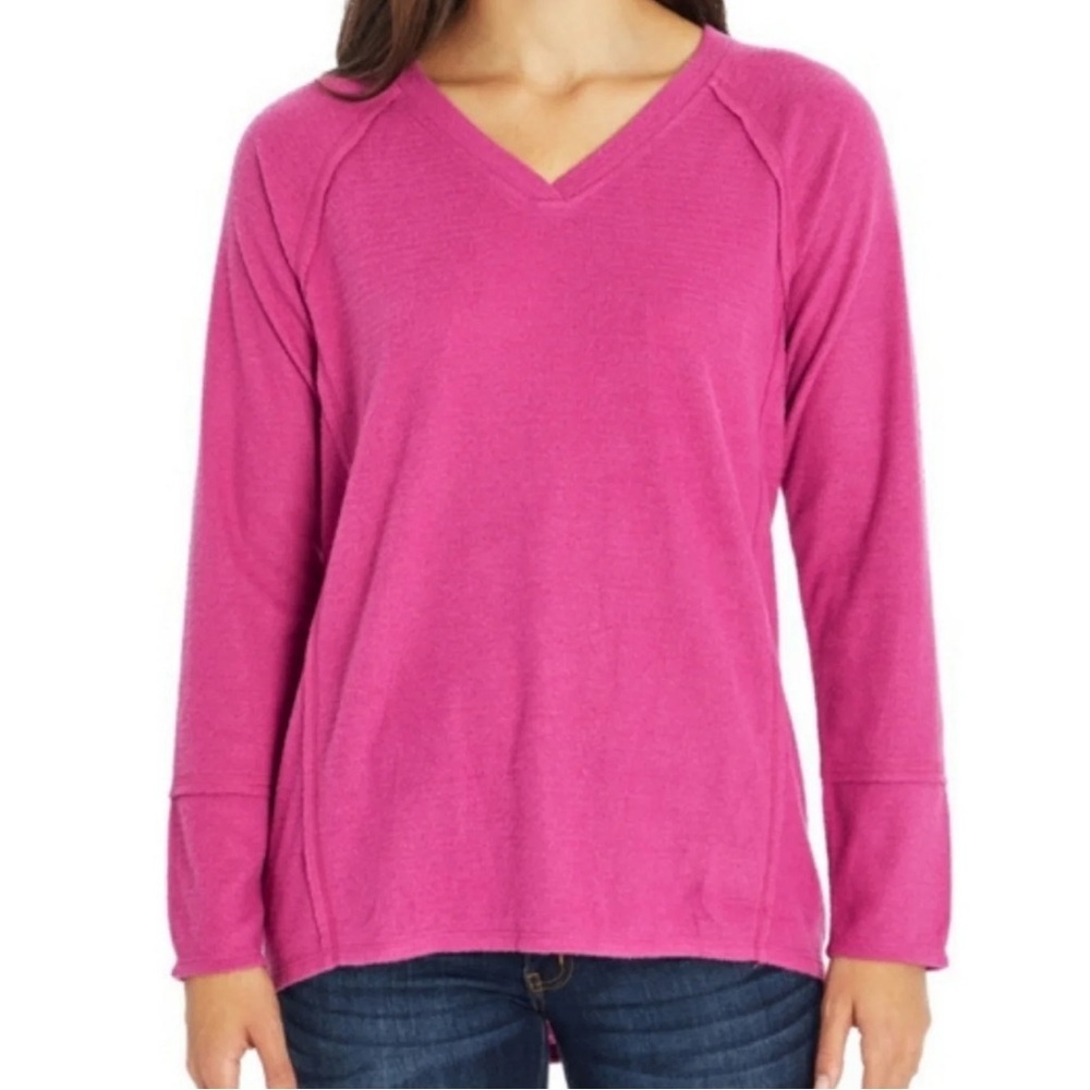 Wildfox Women SZ XXL Elderberry Purple Long Sleeve V-Neck Haley Brushed Top NWT